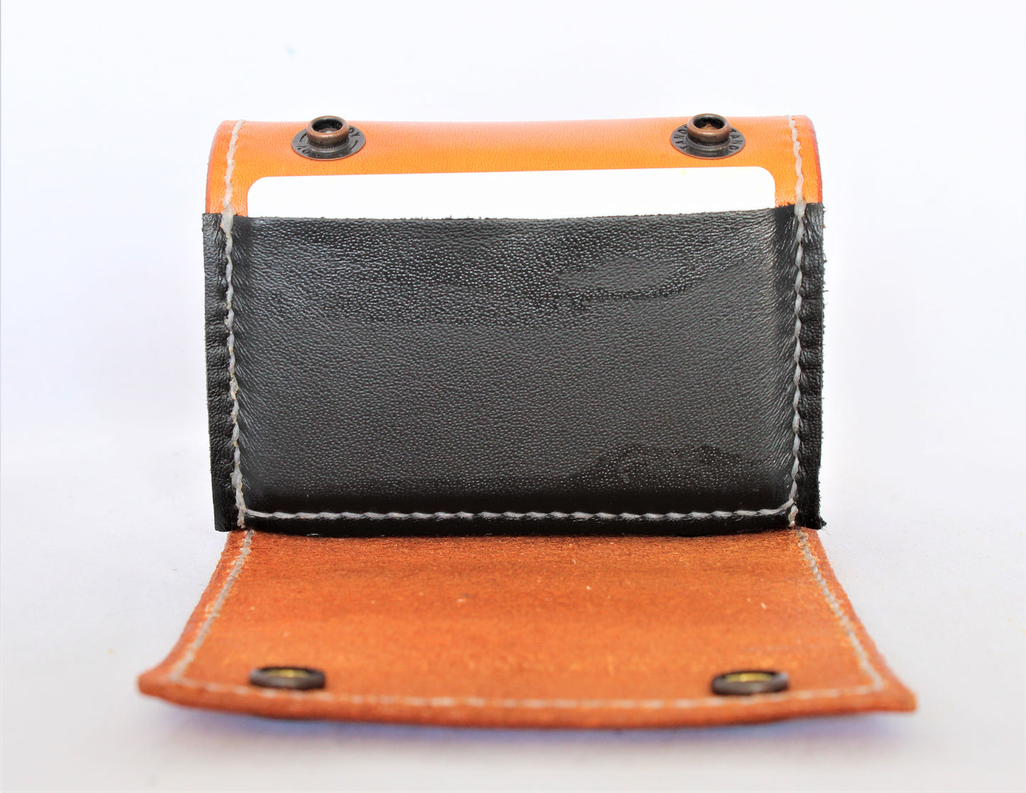 In Tan | Matte Black Snaps | The Wearable Wallet